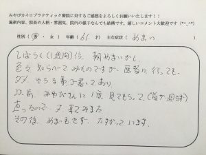 61歳男性　めまい