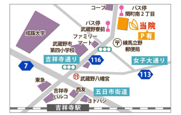 吉祥寺から当院への周辺地図