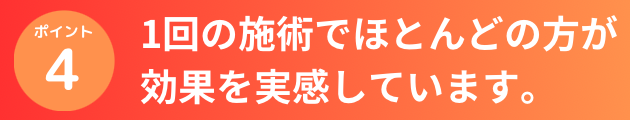 1回の施術でほとんどの方が効果を実感しています。